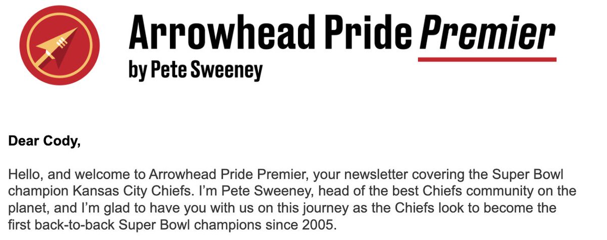 Cody Tapp (@codybtapp) on Twitter photo wow, <a href="/pgsween/">Pete Sweeney</a> likes me me so much that he wrote me a personal letter for subscribing to Arrowhead premier wow, <a href="/pgsween/">Pete Sweeney</a> likes me me so much that he wrote me a personal letter for subscribing to Arrowhead premier