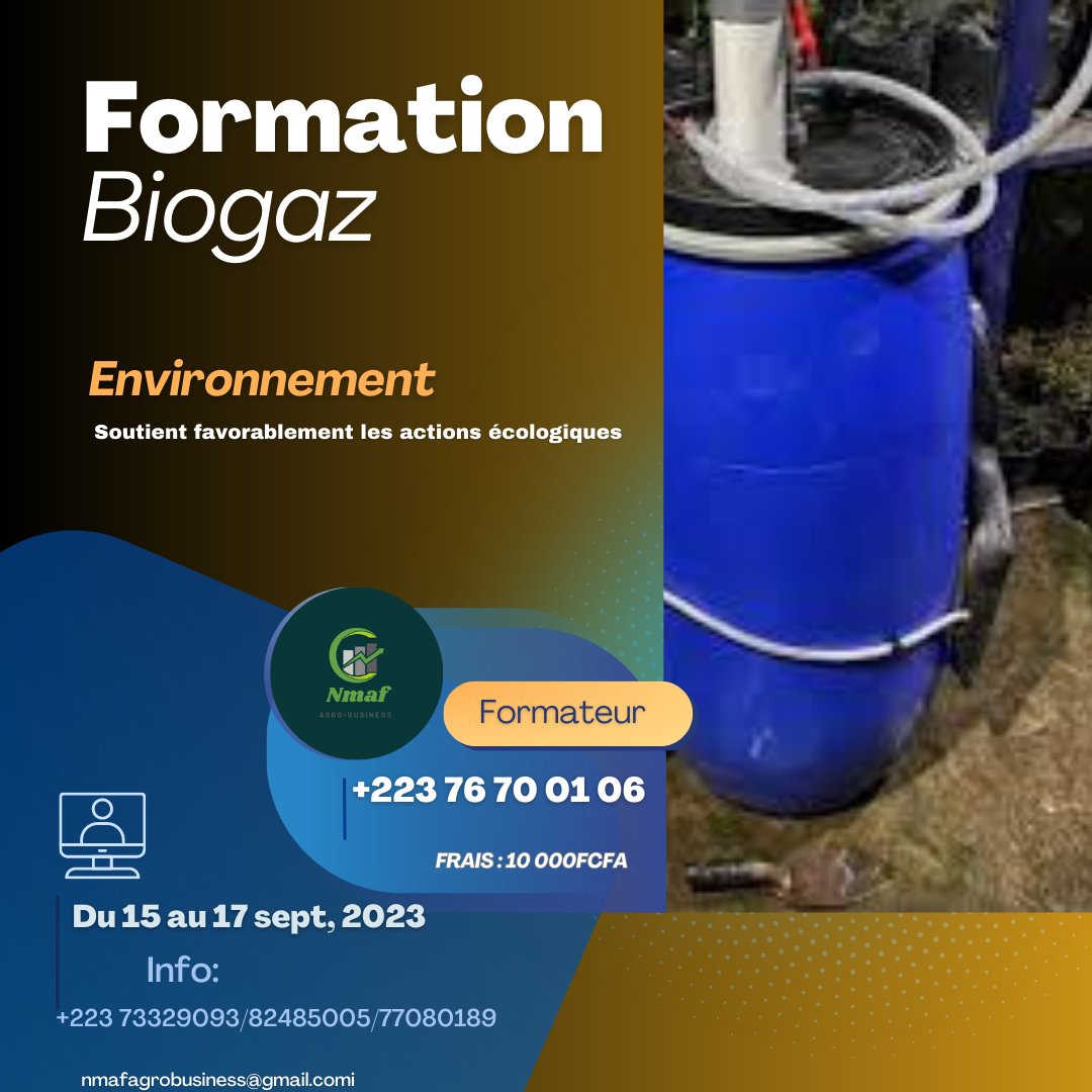 Formation sur le Biogaz 
Integrez le groupe d'inscription:chat.whatsapp.com/JrgPO4UZmZGIsz…