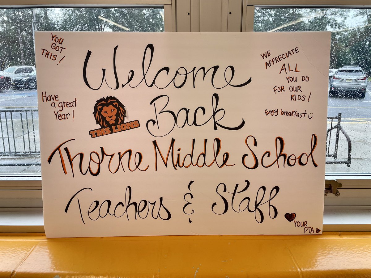 Kathleen Gregory (@mathykathy2014) on Twitter photo Thank you Thorne MS PTA for providing breakfast for our first day back. Looking forward to another great year! 🦁 <a href="/thorne_ms/">Thorne Middle School</a> @MrsSmithTMS #180WaysLionsLead Thank you Thorne MS PTA for providing breakfast for our first day back. Looking forward to another great year! 🦁 <a href="/thorne_ms/">Thorne Middle School</a> @MrsSmithTMS #180WaysLionsLead