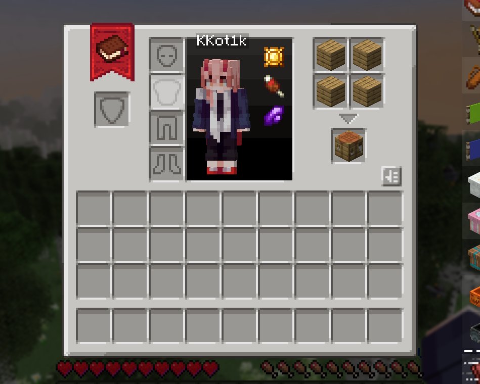 Introducing Slotify!
Slotify is a simple client-side mod that allows you to move ANY inventory slot with simple .json files in your resource pack.
Customize away!
legacy.curseforge.com/minecraft/mc-m…

Rsrc Packs used:
Default Redone by RyanCR3
Peeves by <a href="/hatsondogs_/">hatsondogs</a>  
Brush Up by @I_Am_Merp