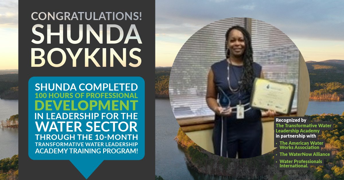 We recently celebrated someone High-Performing, Innovative, Values-Driven, Informed, and Passionate. 💙💚💧

This CAW star is Shunda Boykins, who just completed 100 hours of Professional Development in Leadership for the Water Sector with AWWA.  Great job, Shunda!  🏆🌟🎉