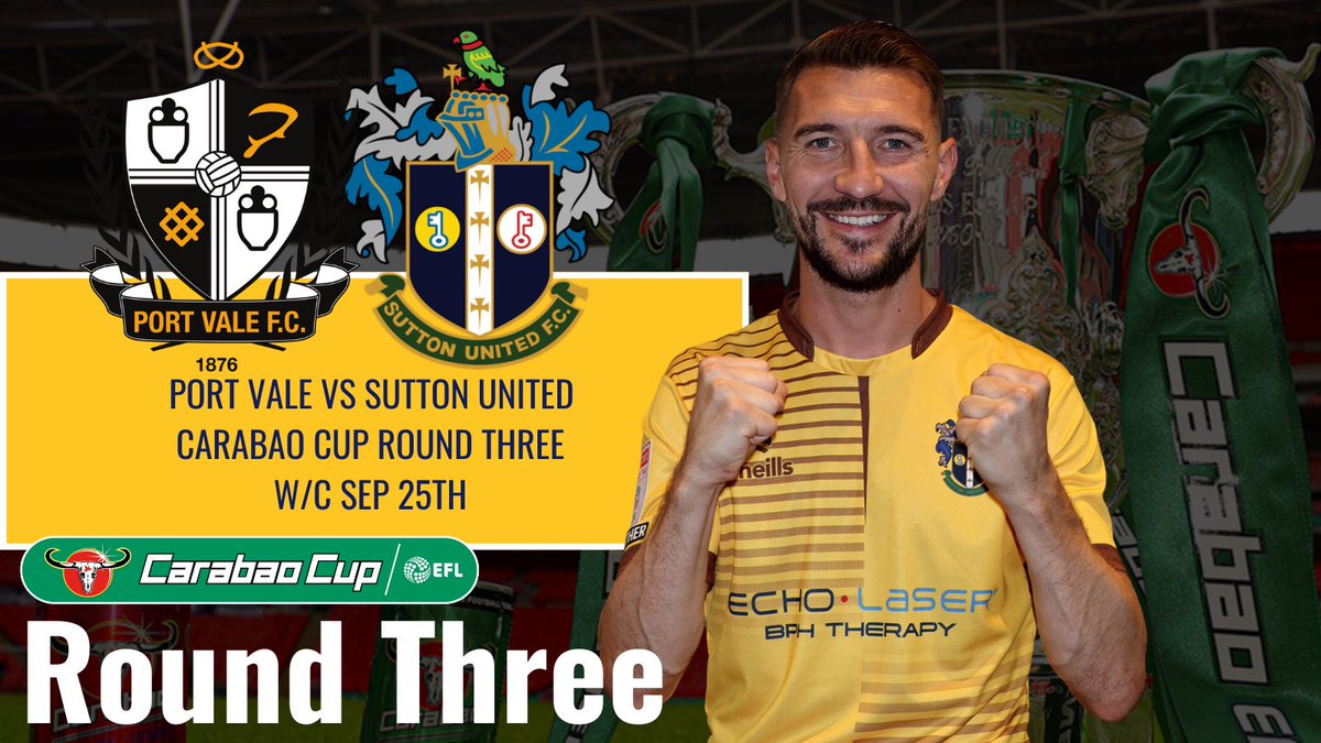suttonunited's tweet photo. A round three trip to @OfficialPVFC League One opposition once again. 

Thoughts 🤔

#suttonunited #CarabaoCup https://t.co/uJez00KwID