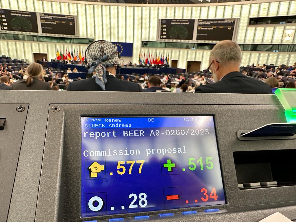 Course set towards European sovereignty!🇪🇺

An overwhelming majority just voted in favor of the Critical Raw Materials Act. What a great success.

Next up: trilogue negotiations. We are counting on good cooperation with Commission &amp; Council to get the #CRMA done by Christmas.