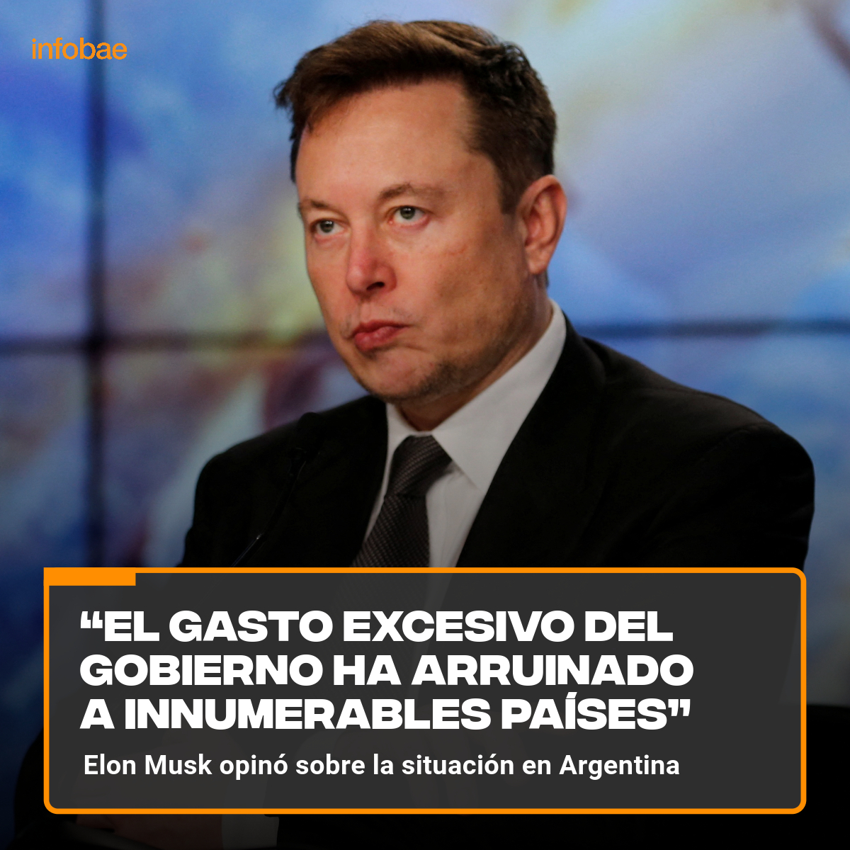 infobae's tweet photo. Elon Musk opinó sobre la situación en Argentina: “El gasto excesivo del Gobierno ha arruinado a innumerables países” https://t.co/3qyPGvbFGq https://t.co/R1R93JgE4v