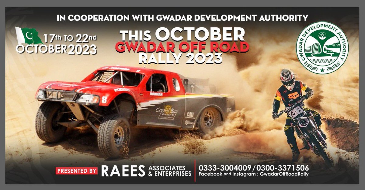 Rev up your engines and get ready for the most thrilling adventure of the year! Join us in Gwadar for the Off-Road Jeep Rally, brought to you by the Gwadar Development Authority, from October 17th to October 22nd. Experience the adrenaline rush as you conquer challenging