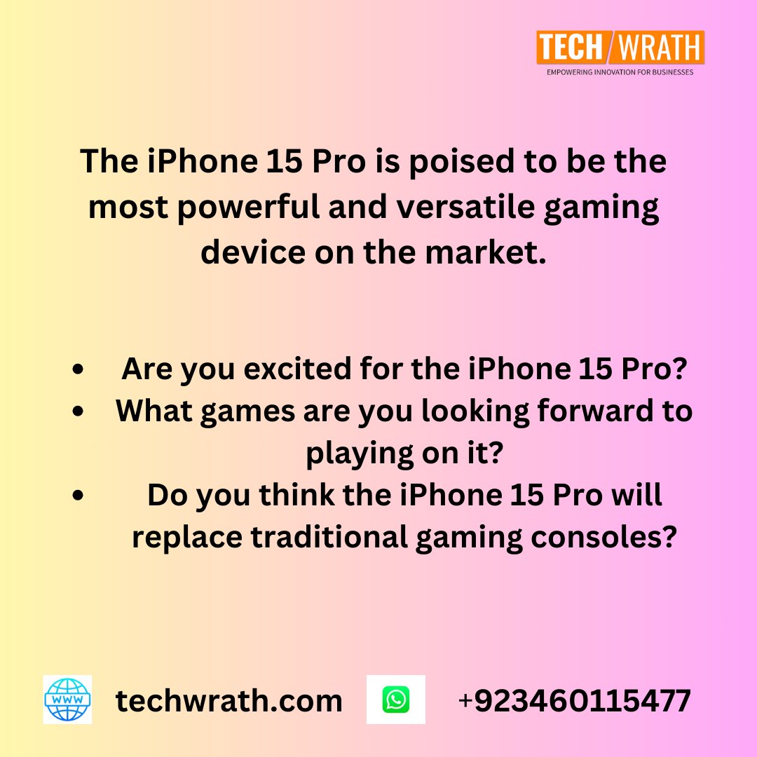 𝐓𝐡𝐞 𝐢𝐏𝐡𝐨𝐧𝐞 𝟏𝟓 𝐏𝐫𝐨 𝐢𝐬 𝐭𝐡𝐞 𝐧𝐞𝐱𝐭 𝐀𝐀𝐀 𝐠𝐚𝐦𝐞 𝐜𝐨𝐧𝐬𝐨𝐥𝐞

#iPhone15Pro #AAAConsole #GamingPhone #NextGenGaming #MobileGaming #iPhoneGaming #GameOnTheGo #ConsoleExperience #TechAdvancements #GamingPowerhouse #techwrath
