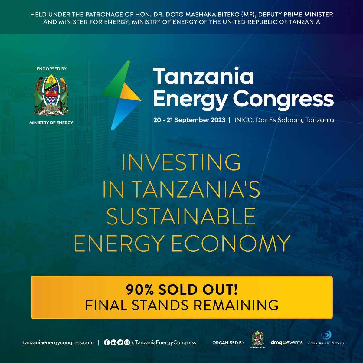 The_EastAfrican's tweet photo. SP: We officially invite you to   become a pivotal part of the solution to Tanzania's energy growth story and   exhibit at the Tanzania Energy Congress 2023.
 
Find out more at https://t.co/pVfgDdI4I5
 
 #TanzaniaEnergyCongress #TEC23 #WhyExhibit #Exhibitors #dmgevents https://t.co/hGgMnTxDag
