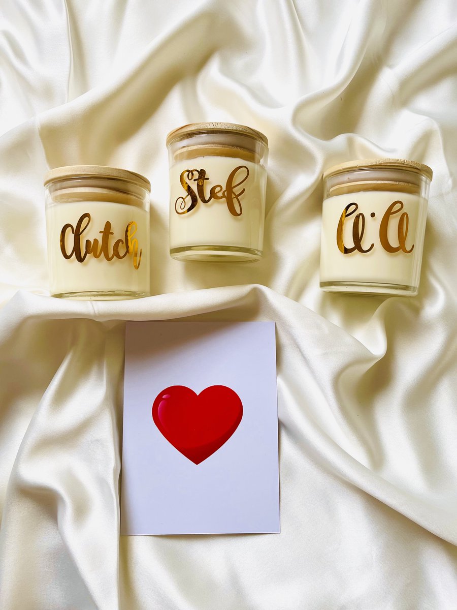 Tahmahraah's tweet photo. Cute custom-made scented candles from @tab_n_fab ❤️🎁

He put her nicknames on 3 jars 🥰😍 https://t.co/t8gDVWAOdt