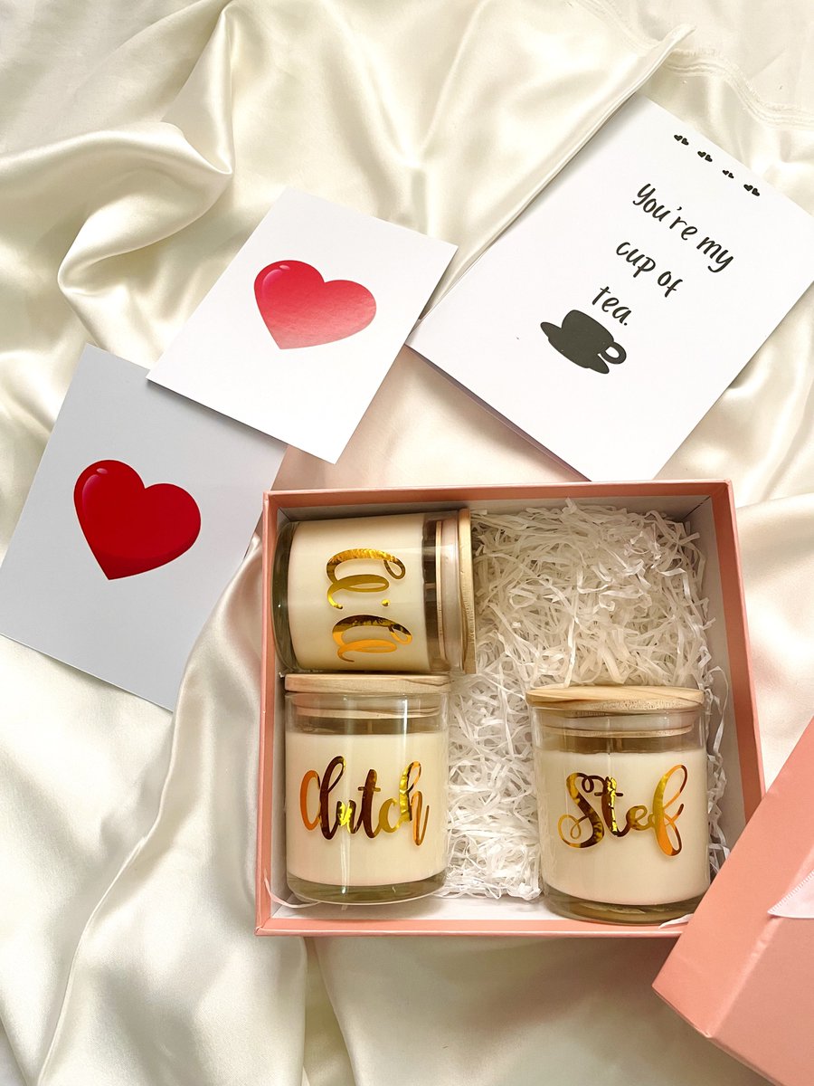 Tahmahraah's tweet photo. Cute custom-made scented candles from @tab_n_fab ❤️🎁

He put her nicknames on 3 jars 🥰😍 https://t.co/t8gDVWAOdt