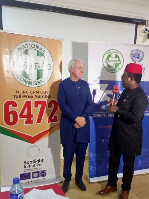 Did You Know?
In 2022, EU-UN <a href="/GlobalSpotlight/">Spotlight Initiative</a> in collaboration with <a href="/NhrcNigeria/">NHRC Nigeria</a> launched a GBV toll-free number (short code - 6472), implemented in six Spotlight states in Nigeria, thereby increasing the number of violation cases reported.
#SpotlightEndViolence
#SpotlightNG