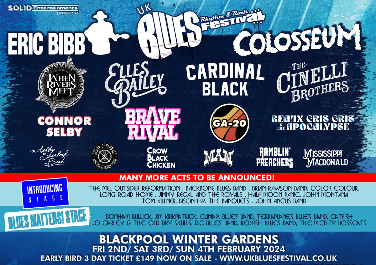 We are extremely pleased to be adding our 3rd AMERICAN act coming into the UK to play at the UK BLUES RHYTHM AND ROCK FESTIVAL, the incredible talent of......Beaux Gris Gris & The Apocalypse Early Bird Tickets and Accommodation can be purchased at solidentertainments.com/blues/uk/ticke…