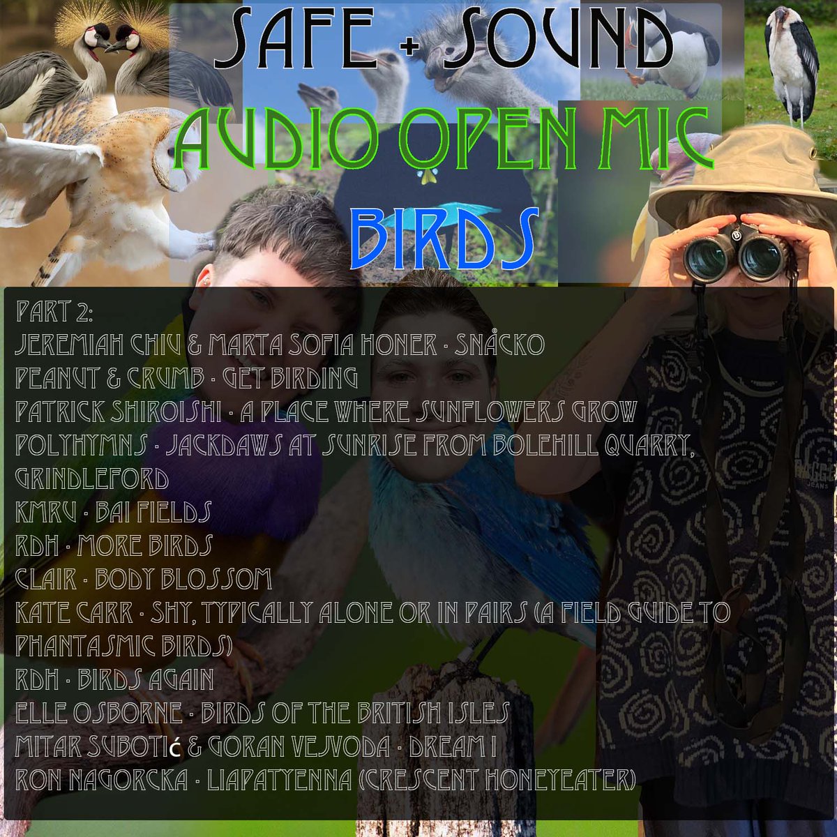Biiiirrrdddssss part 2 is on our <a href="/mixcloud/">Mixcloud</a> 🦜🦜🦜

mixcloud.com/safesoundshow/

Keep your beady little bird eyes on our socials for our Big November Event xxx