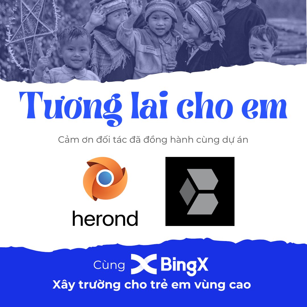 BingXVietnam's tweet image. Một cây làm chẳng nên non,
BlockBase cùng Herond góp sức, nên trường cho em🏡

💕Ngay từ khi hình thành những ý tưởng đầu tiên về chiến dịch #TươngLaiChoEm, những bạn #BlockBase cùng #Herond chính là những đối tác nhiệt tình ủng hộ dự án cùng team BingX.…