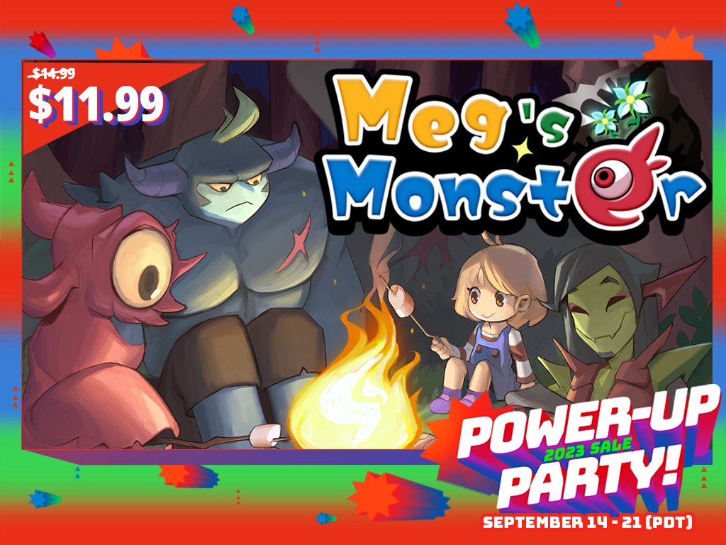 OdencatGames's tweet photo. The Power-Up Party Sale is off the charts! A festival of carefully curated, overwhelmingly positive-rated games—and Meg’s Monster is part of the lineup!

Until Sept 21, get Meg’s Monster at a limited-time 20% off!

Jump in now: https://t.co/070COEMuq2

#PowerUpParty #Steam https://t.co/Se8DqzhQsX
