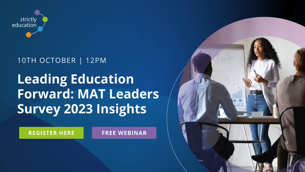 Join us on October 10th at 12pm for an insightful webinar 'Leading Education Forward: MAT Leaders Survey 2023 Insights'. Topics we’ll cover include funding challenges, staff recruitment and retention, and more… Register for FREE here: bit.ly/3RjGm3i #education