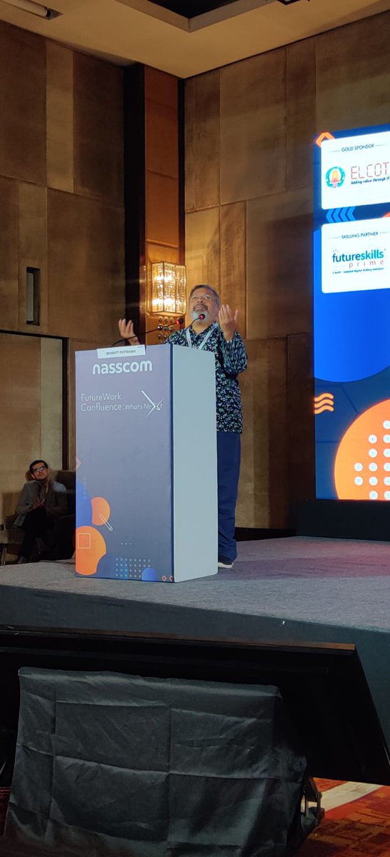 NasscomEvents's tweet photo. "Humans have always wanted to be seen, heard, and nourished. As technology comes and goes, we must be aware of its role in our lives."

@devduttmyth sharing his thoughts on the influence of mythology in today's digital-first connections at the #nasscomFutureWork Confluence. https://t.co/RSwV5UcynN