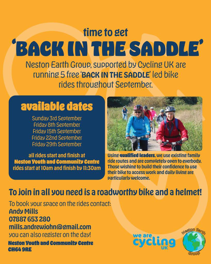 Hi all, working hard to get this info out to folk so they can join us on our Friday rides, any shares gratefully received <a href="/NestonTC/">Neston Town Council</a> @Chloe_N_Journo <a href="/ParkgateSociety/">The Parkgate Society</a> @BrioNestonRec 
<a href="/NestonLegion/">Neston RBL</a> 
@NestonNews