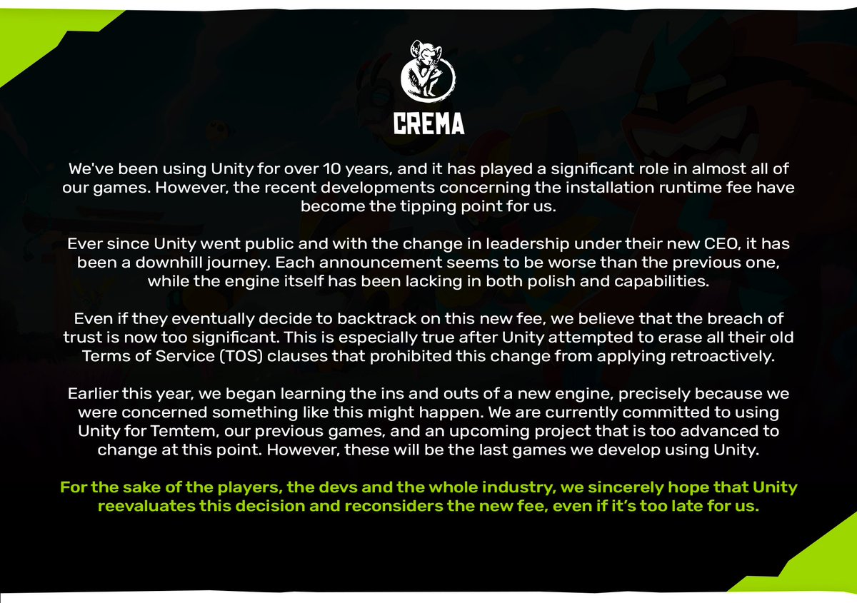 So long, and thanks for all the fish <a href="/unity/">Unity</a>