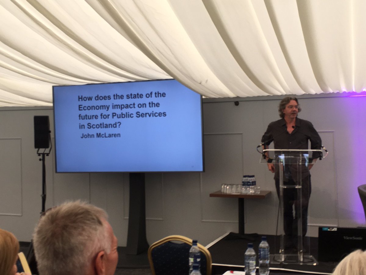 John McLaren, political economist, addresses delegates. Productivity key challenge for Scotland - critical for standard of living and funding for public services. No country has cracked the Productivity Puzzle #SolaceScotConf23