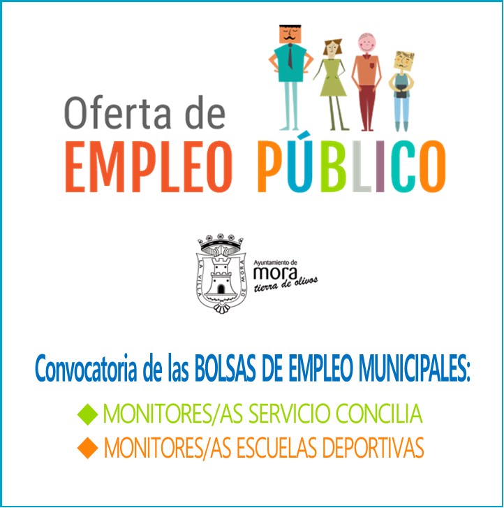 #EmpleoPublico
🔴𝗗𝗲𝘀𝗱𝗲 𝗟𝗨𝗡𝗘𝗦 𝟭𝟴 ABIERTO plazo inscripción #BolsasdeEmpleoMunicipales

👨‍👩‍👧‍👦Para el Servicio #ConciliaMora Hasta 𝟮𝟰 𝗦𝗘𝗣𝗧
🏆Monitores/as #EscuelasDeportivasMora Hasta 𝟮𝟵 𝗦𝗘𝗣𝗧

MÁS INFO👇👇 (convocatorias ABIERTAS)
mora.es/servicios/ayun…

#Mora