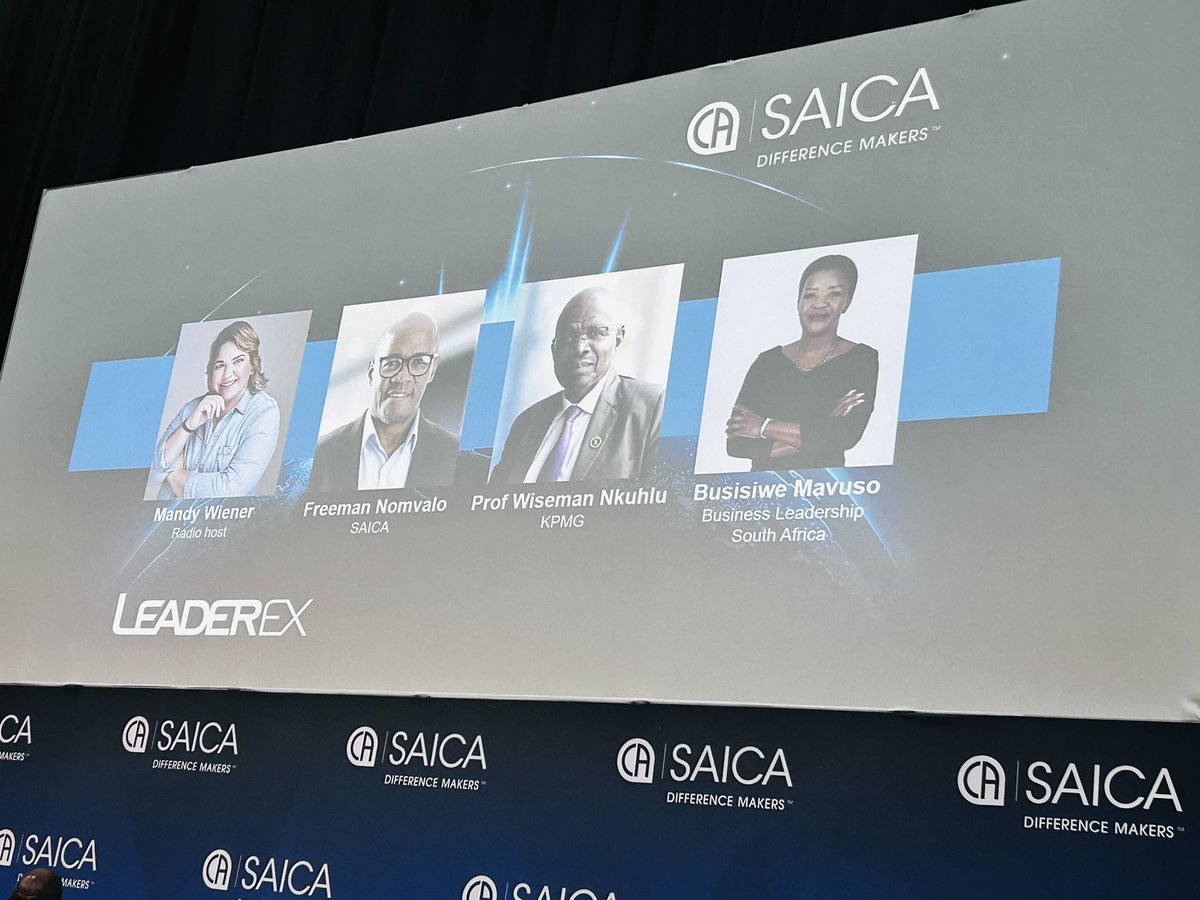 BusinessUnitySA's tweet photo. A compelling panel discussion at #SAICASummit at #Leaderex. Facilitated by Mandy Wiener from @Radio702, featuring insights from Busisiwe Mavuso (BLSA), Freeman Nomvalo (SAICA), & Prof Wiseman Nkuhlu (KPMG). Topic: 'Have we done enough to root out corruption in South Africa?' πΏπ¦π https://t.co/Wd2KzzD51o