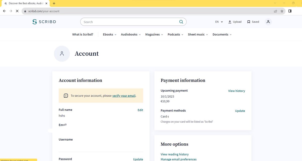 Riaaaa_56's tweet photo. @jobyko #revproofs 

Scribd sh 3 mos 

Second time mag avail ng acc. tysm pi for the smooth transaction and fast replies https://t.co/CGZSMN6iVf