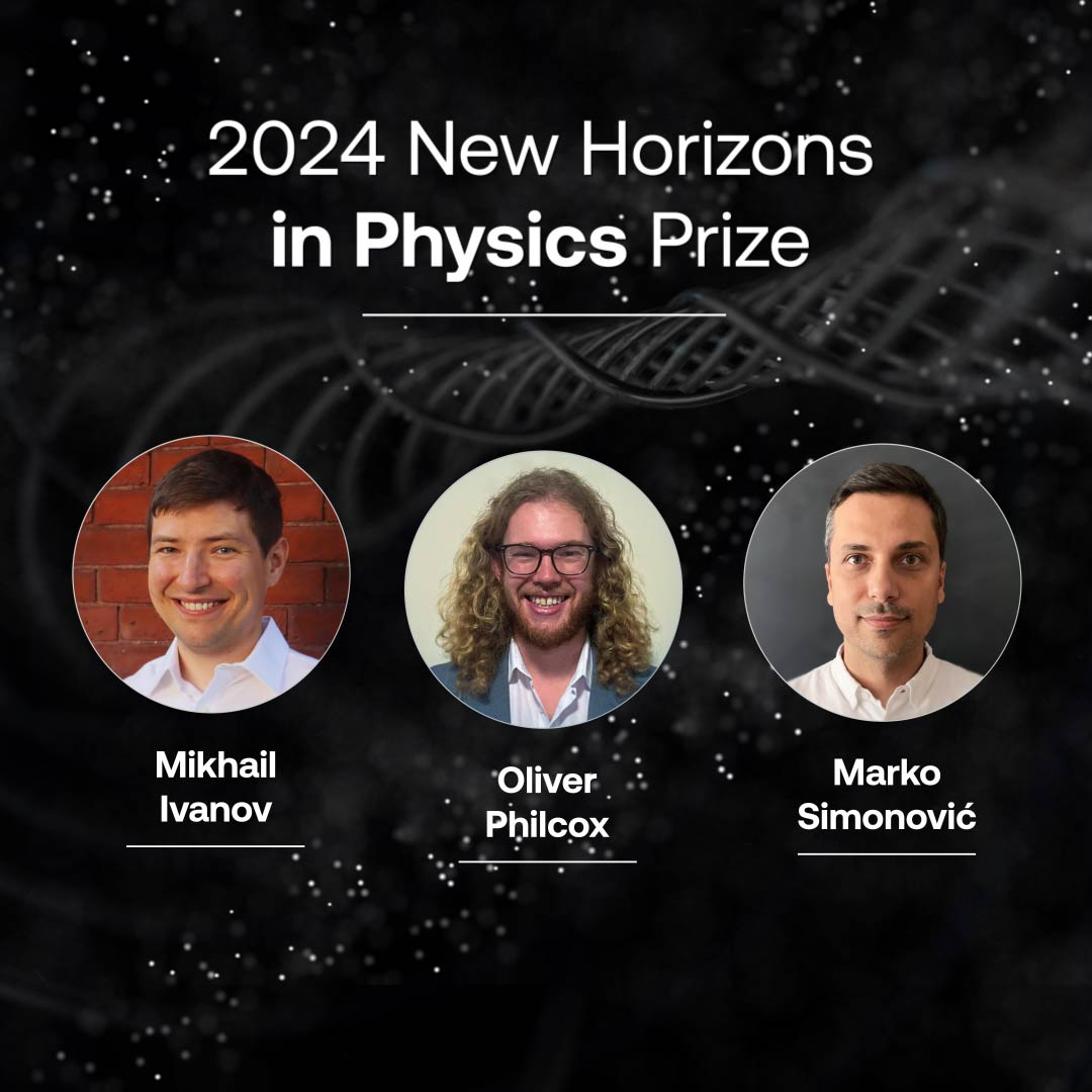 Congratulations to Mikhail Ivanov, Oliver Philcox and Marko Simonović. They win the New Horizons in Physics Prize for their work on the large-scale structure of the cosmos. breakthroughprize.org/News/83 @SimonsFdn @MIT @UNI_FIRENZE @Columbia
