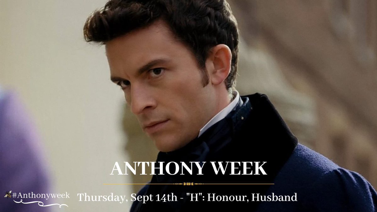 KateAnthonyWeek's tweet image. 🐝 #AnthonyWeek, Thursday 14th:

😎 Prompt: H (Honour. Husband)

🤔 Question: A time when Anthony made you cry?

🔥 Thirst trap: Anthony’s hair and facial hair

🤩 Jonny Appreciation: behind-the-scenes from any of Jonny’s projects

#Bridgerton