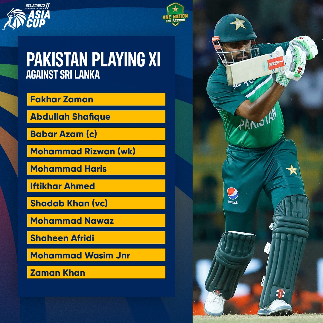 TheRealPCB's tweet photo. ➡️ Two changes to the playing XI announced last evening 

Saud Shakeel is out due to fever while Imam ul Haq has suffered a back spasm. Fakhar Zaman and Abdullah Shafique come in the side.

#PAKvSL | #AsiaCup2023 https://t.co/G6mPP1snam