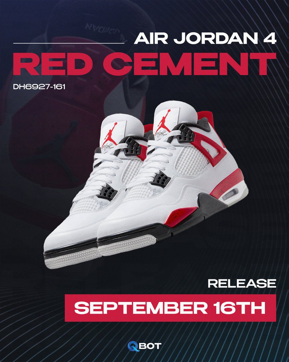 The Nike Air Jordan 4 'Red Cement' drops this Saturday, September 16th in Mens &amp; GS sizes 🇪🇺🇦🇺🇸🇬

Our modules and users are all set to dominate this release on various supported sites! 🔥👨‍🍳

Will you be joining the hunt for this sought-after release?
