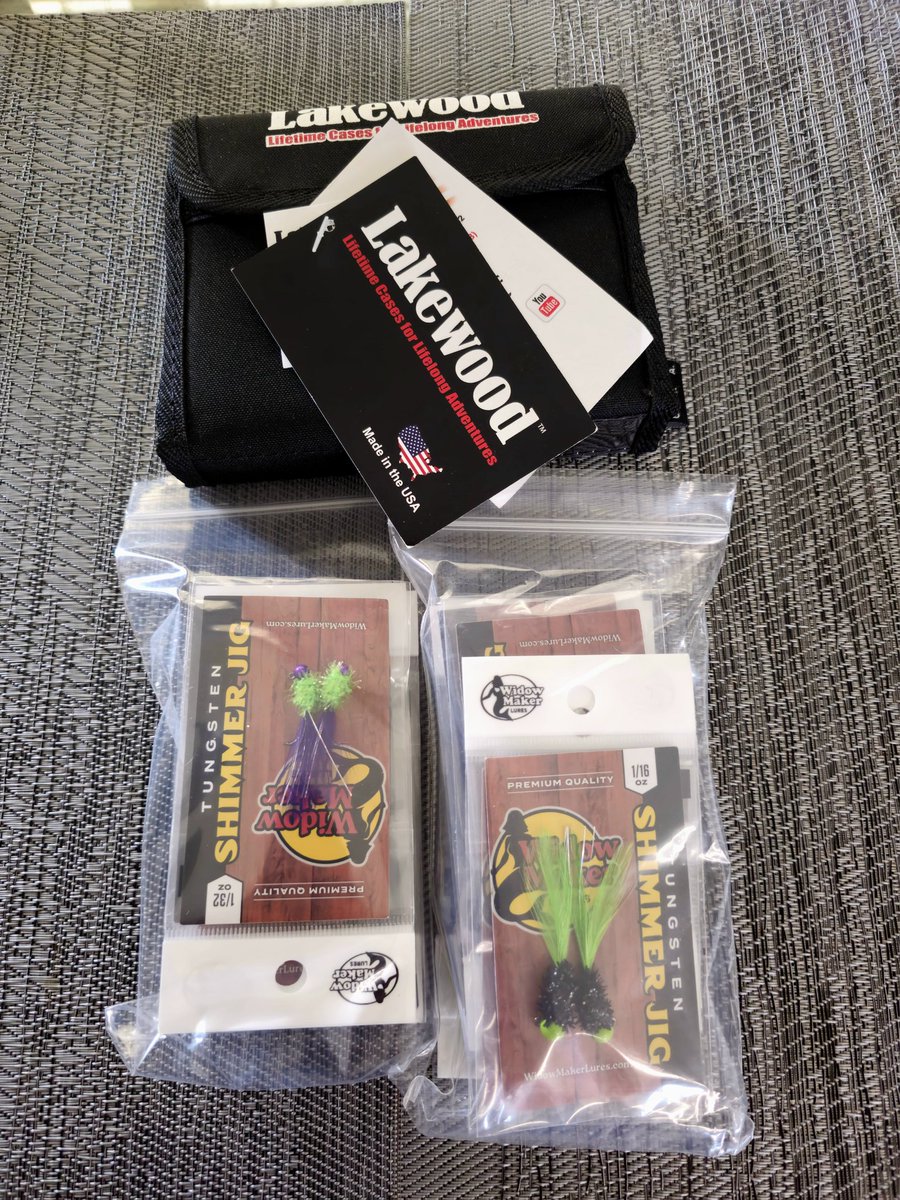 Special delivery of Tungsten Shimmer Jigs from Widow Maker Lures.  Will pair up nicely with a Lakewood Products Lure Wallet.  Ready for the fall Crappie bite!
#LakewoodProducts #LakewoodTough
#aquavu #garmin #froggtoggs #beaverslures
#reactiontackle #randyrigs #judgesjawjackers