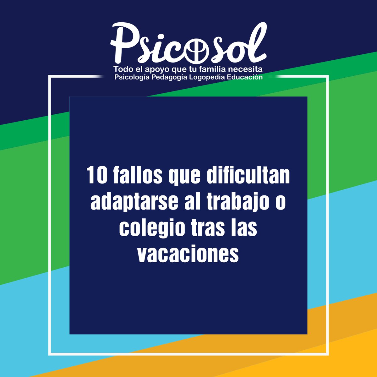 psicosol_'s tweet photo. 10 fallos que dificultan adaptarse al trabajo o colegio tras las vacaciones
Si buscamos que nuestros hijos regresen a sus actividades escolares o al retornar al trabajo, existen una serie de errores que es mejor evitar: https://t.co/34E0C6dRj9
#psicologia#marbella #vueltaalcole https://t.co/pH1KHsyKb2