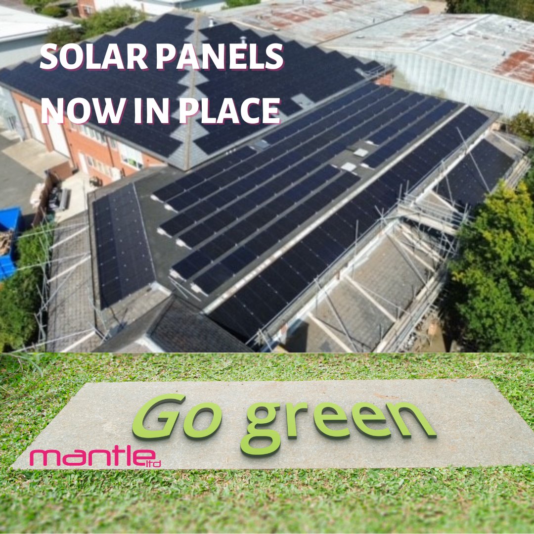 Check out our ariel shot of our new solar panels. Mantle has gone green! #solarpanels #environment #meetingrooms #sustainability #servicedoffices #wokingham