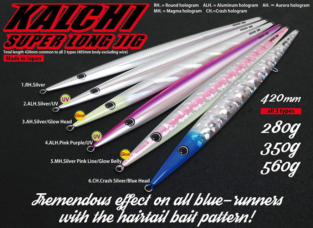 SinclairPace's tweet photo. HOTS developed KALCHI Super Long Jig
Very effective on Amberjack and Yellowtail.
The symmetrical centre weight body has been shaved as thin as possible to reduce the pulling resistance, it has a long sliding action and has excellent movement when released after the jerk. https://t.co/e5dcOSB9jX