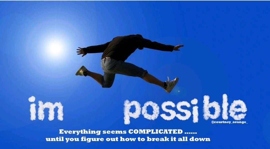 _CourtneyOrange's tweet image. Impossible...... or Im-Possible
By breaking things down you make the impossible seem possible.

#possibility #posititivemind #motivation #londonmotivationspeaker #mrmotivator #schoolmotivation