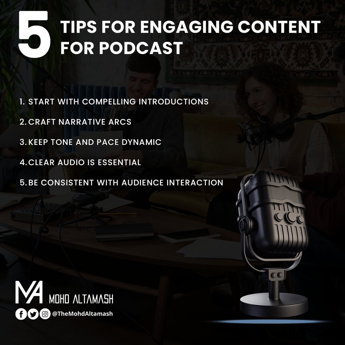Here are some tips to craft content that keeps listeners hooked.

#PodcastTips #EngagingContent #PodcastStrategy #AudioStorytelling #AudienceEngagement #PodcastPromotion #QualityAudio #ListenerFeedback #ContentCreators #PodcastersUnite #DigitalStorytelling #KeepPodcasting