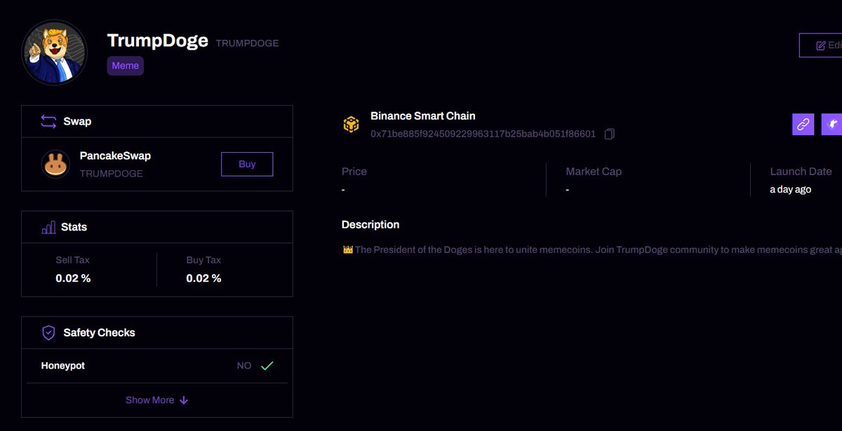TrumpDoge listed on Coinhunt now!

coinhunt.cc/coin/6502b579f…