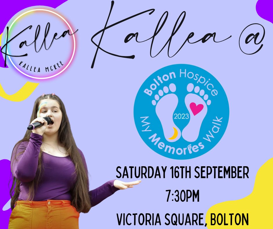 🎶 Honoured to announce that I'll be performing @ <a href="/boltonhospice/">Bolton Hospice</a> My Memories Walk on Victoria Square, Bolton, Sat 7:30pm. Join me as I sing in memory of those who bravely fought their battles. #MyMemoriesWalk #BoltonHospice #RememberingHeroes <a href="/MSJBolton/">Mount St Joseph</a>