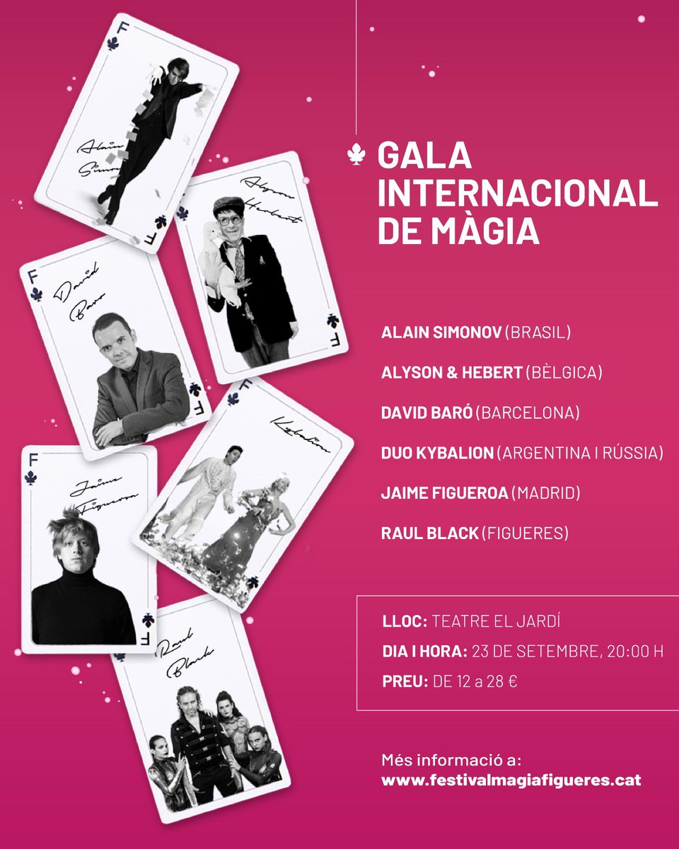 ajfigueres's tweet photo. 🪄Arriba el Primer Festival Internacional de Màgia de Figueres

🗓️Del 22 al 24 de setembre

Consulta aquí la programació 👇🏻
https://t.co/QA2raZxJH5 https://t.co/DkJdUNji3e