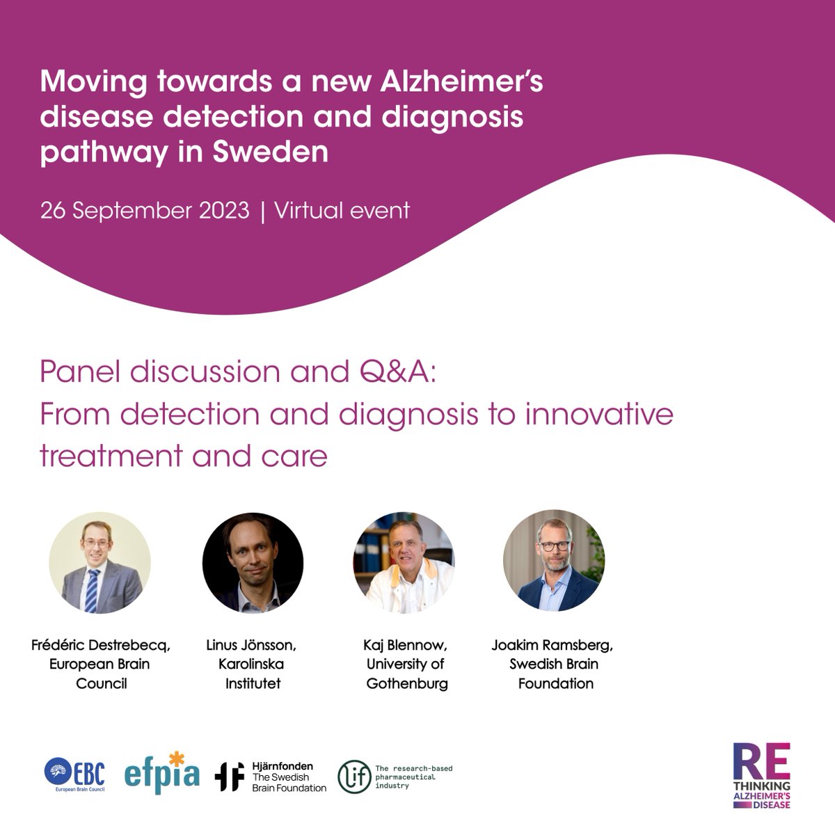 Who will speak at the Rethinking #Alzheimer's disease virtual event? 🎤

The speakers of this panel will share perspectives on what can be done in Sweden to ensure people living with Alzheimer's can get access to a timely diagnosis.

Join the discussion👉bit.ly/44nPlDC