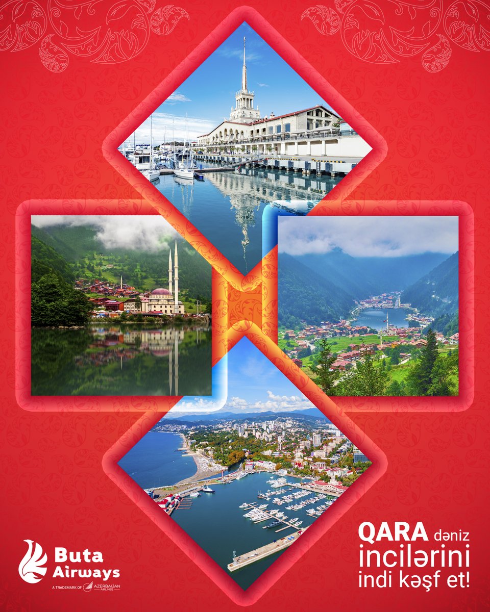 Yamyaşıl təbiət, çoxəsrlik tarix, sonsuz dəniz – nə axtarsan, burada tapmaq olar. Qara dəniz sahillərinin inciləri – Soçi və Trabzonu kəşf etməyə tələs!

Soçi ➡️ çərşənbə axşamı, şənbə
Trabzon ➡️ cümə axşamı, bazar

#ButaAirways #flyButa