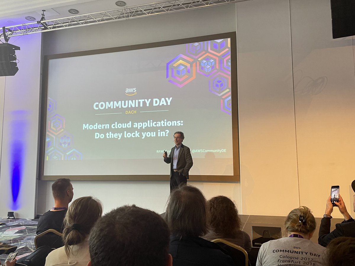 AWS Community Day DACH is kicking off with an intro by <a href="/Osterjour/">Markus Ostertag</a> and keynote by <a href="/ghohpe/">Gregor</a> 🎉🇩🇪