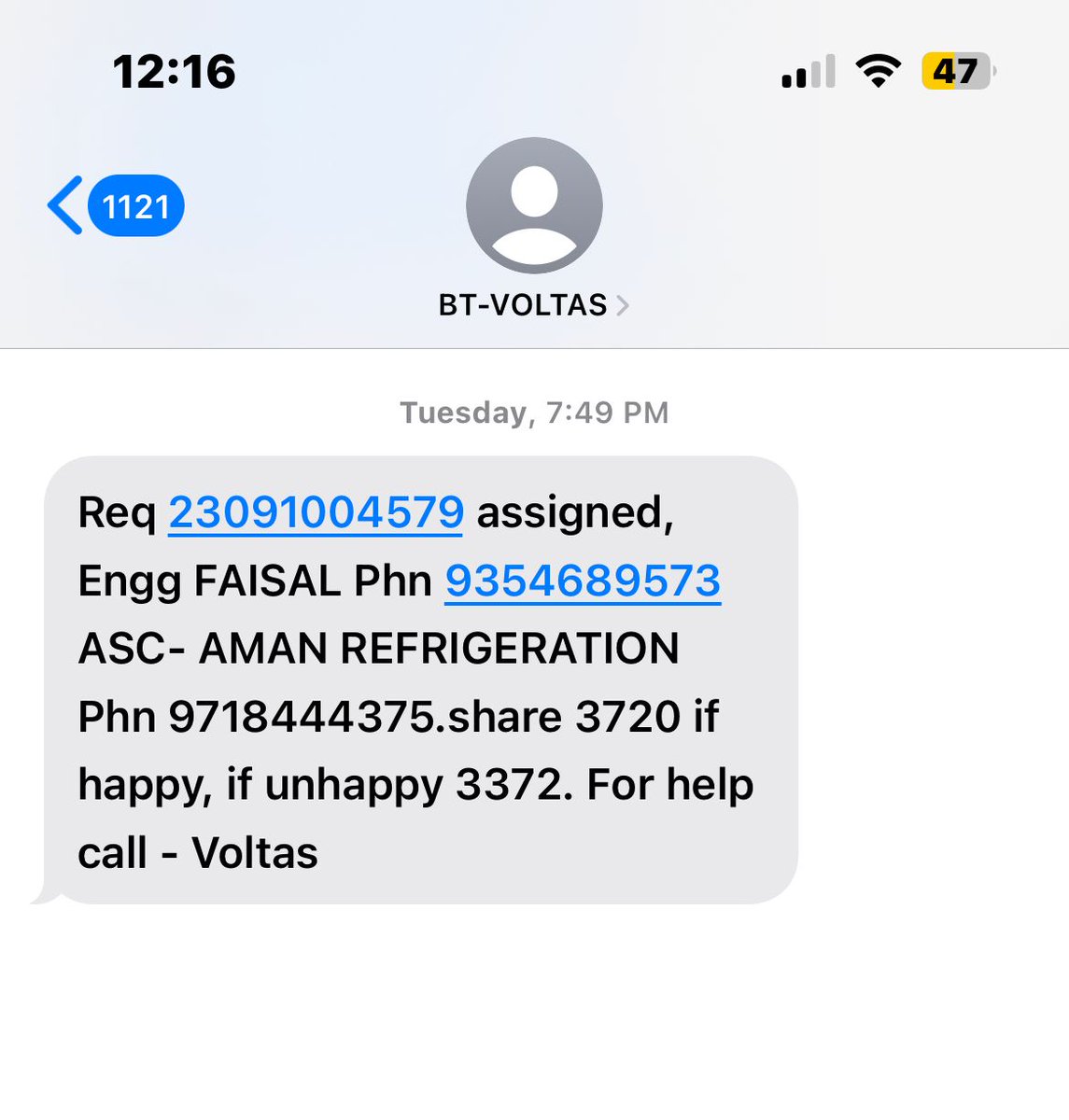 AdilFaiz4's tweet photo. Dear @myvoltas  @CenterVoltas ,
I m extremely disappointed with the service I have received regarding my AC complaint. Despite multiple visits from your technician, my issue remains unresolved, causing me great inconvenience during this scorching hot weather. PFA for ur refrnc. https://t.co/oqbamOtTvS