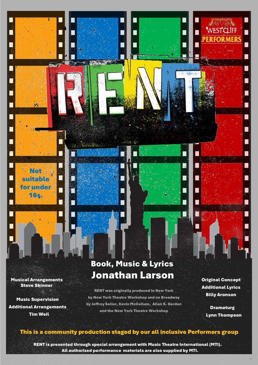 On sale now ! 

RENT – West Cliff Performers 
THURSDAY 22nd-SATURDAY 24th FEBRUARY 2024
Nightly at 7.30pm with a 2.30pm Matinee on Saturday Adult Themes including same Sex Intimacy westcliffclacton.co.uk/livemusic/rent…