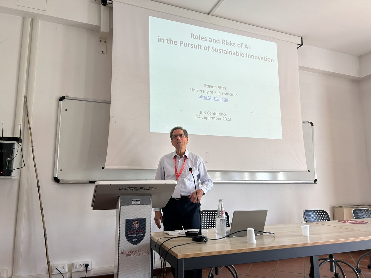 Steven Alter presenting the second keynote of #BIR23 titled “Roles and Risks of AI in the Pursuit of Sustainable Innovation”