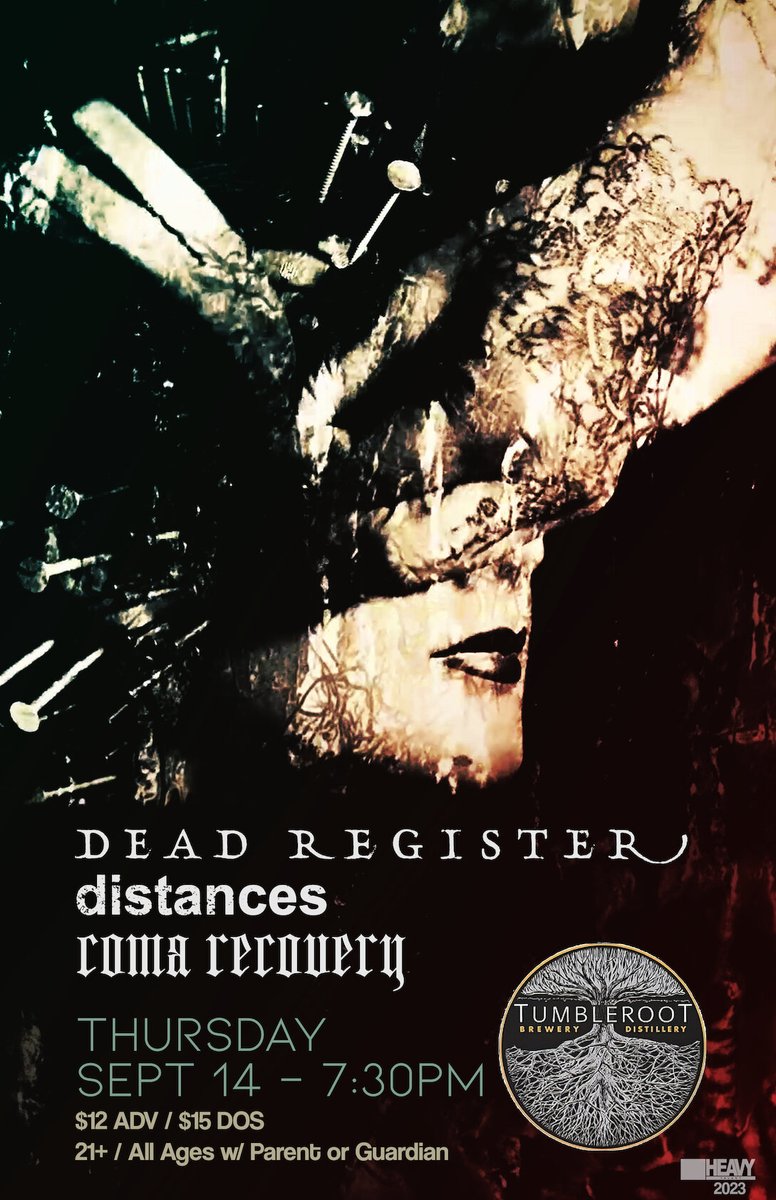 DeadRegister's tweet image. Our 22nd day on the road delivers us to Santa Fe to crush with Distances &amp;amp; Coma Recovery at Tumbleroot Brewery tonight, 0914! 
§
#heavy #loud #santafe #newmexico #doomgaze #indiemusic #posthardcore #postmetal #postgoth #goth #doom #metal #postrock