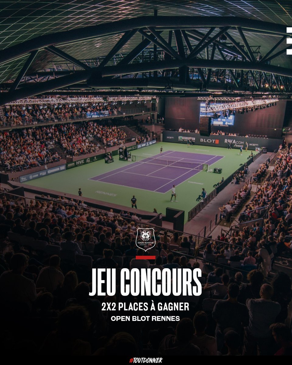 Stade Rennais F.C. (@staderennais) on Twitter photo 🎾 Le week-end s'annonce sportif à Rennes ! Le SRFC vous fait gagner des places pour la finale de l’<a href="/OpenBlotRennes/">Open Blot Rennes</a> qui se jouera le dimanche 17 septembre.
📲 Pour participer, vous devez :
👉 RT + Follow
👉 Mentionner un ami en commentaire. 🎾 Le week-end s'annonce sportif à Rennes ! Le SRFC vous fait gagner des places pour la finale de l’<a href="/OpenBlotRennes/">Open Blot Rennes</a> qui se jouera le dimanche 17 septembre.
📲 Pour participer, vous devez :
👉 RT + Follow
👉 Mentionner un ami en commentaire.