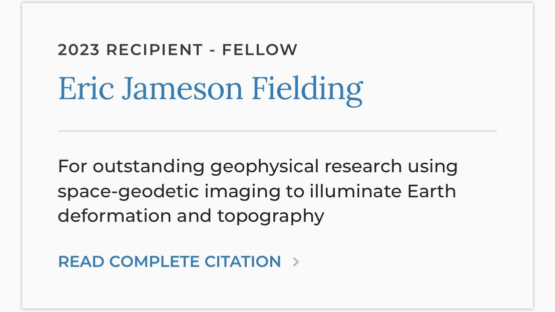 🚨#SAR Twitter🚨 One more fantastic news for all y’all. Our colleague and friend @NASAJPL Eric Fielding (@EricFielding) became AGU’s Fellow. Congratulations Eric and thanks for all you do for the community! Excellent choices @theAGU ! 🥳 #GoldenAgeOfSAR