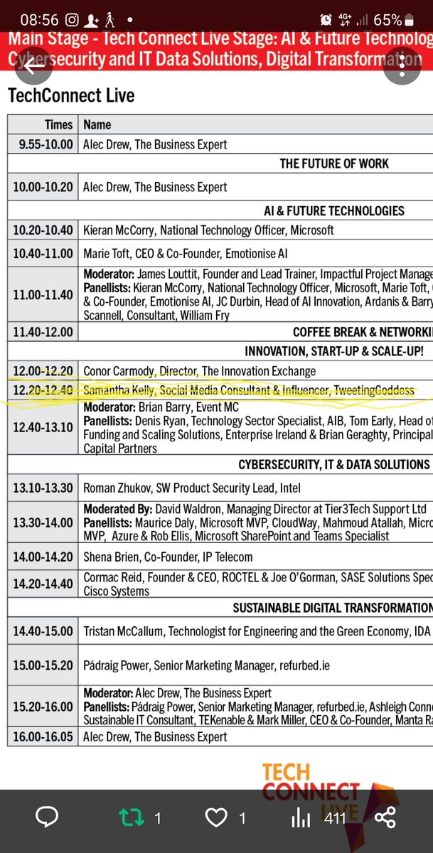 Tweetinggoddess's tweet image. Are you at @techconnectlive Today? I am speaking on the main stage at 12.20pm #TechConnectlive