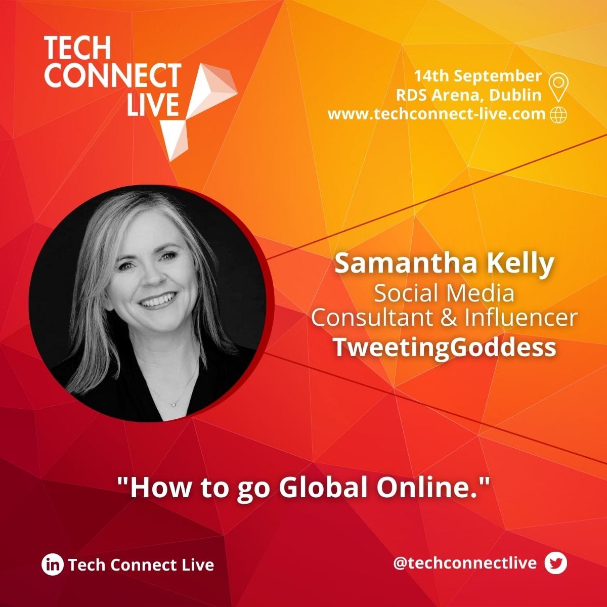 Tweetinggoddess's tweet image. Are you at @techconnectlive Today? I am speaking on the main stage at 12.20pm #TechConnectlive